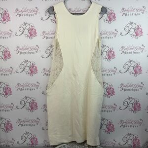 Poetic justice dress lace cut outs white Elegant Cream Sleeveless Dress BNWT